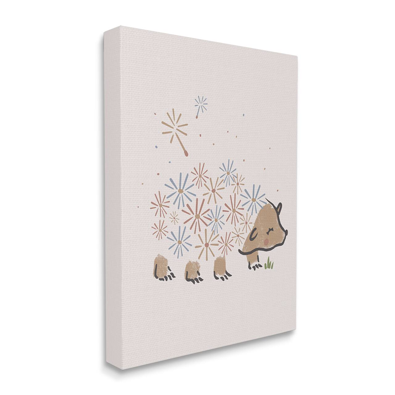 Stupell Industries Dandelion Flower Hedgehog Cute Floral Animal Canvas Wall Art